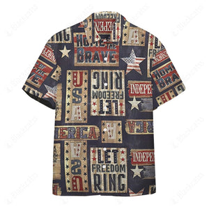 Patriotic Rustic Signs Button Shirt