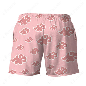 Pink Akatsuki Pattern Custom Beach Shorts