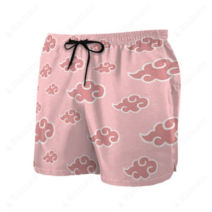 Pink Akatsuki Pattern Custom Beach Shorts