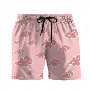 Pink Akatsuki Pattern Custom Beach Shorts