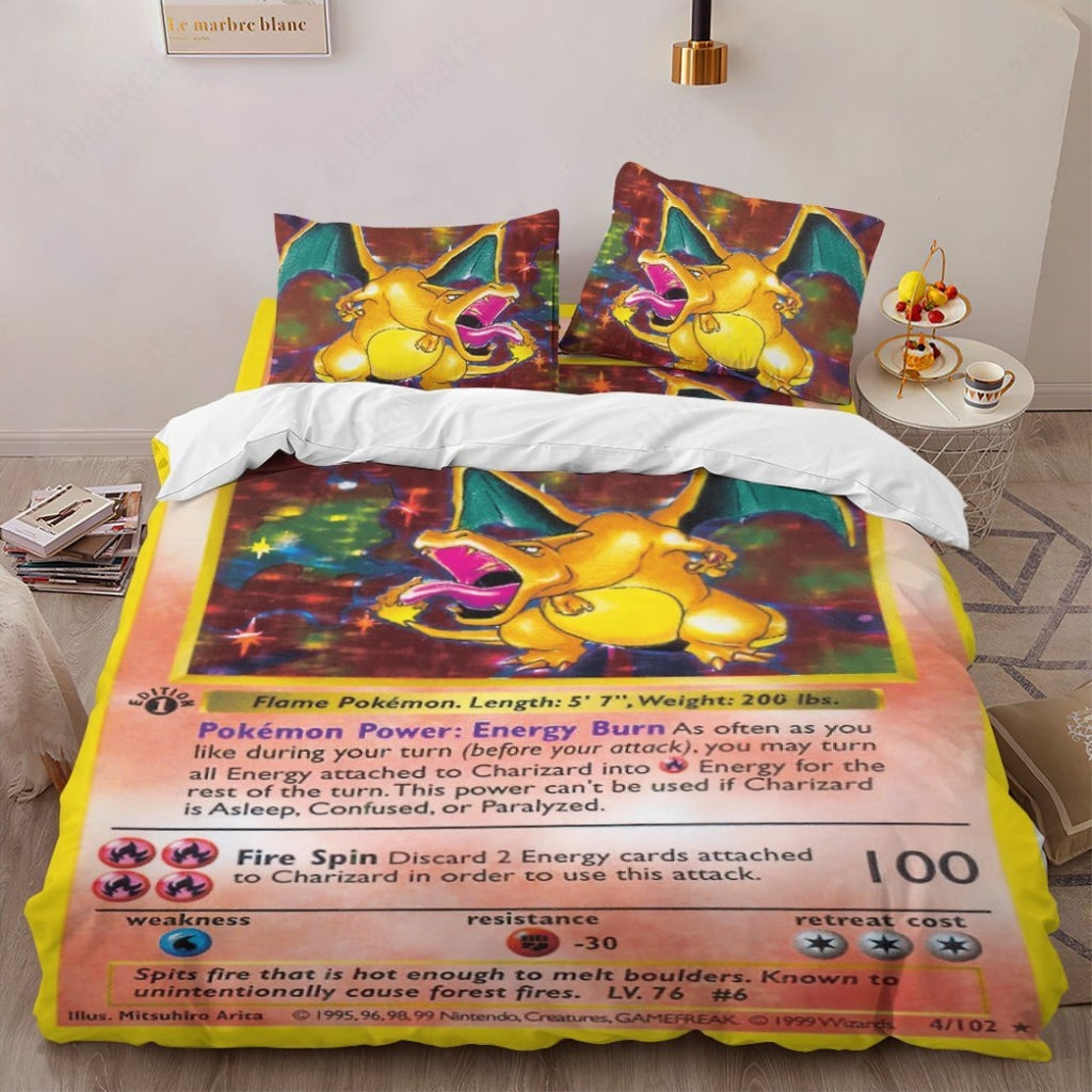 PKM Charizard Card Custom Bedding Set