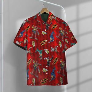 Power Rangers Dino Charge Pattern Button Shirts