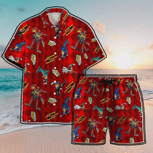 Power Rangers Dino Charge Pattern Button Shirts