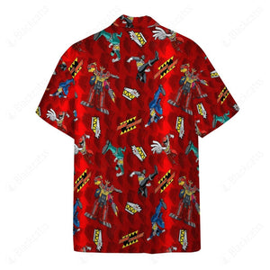 Power Rangers Dino Charge Pattern Button Shirts