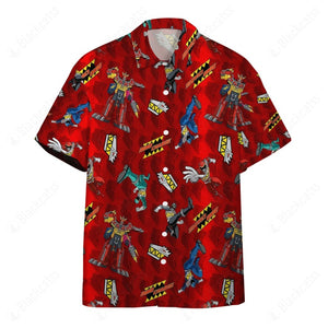 Power Rangers Dino Charge Pattern Button Shirts