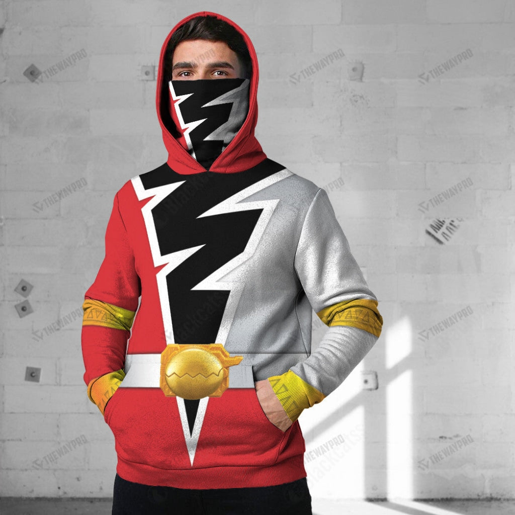 Power Rangers Dino Fury Red Ranger Custom Snood Hoodie