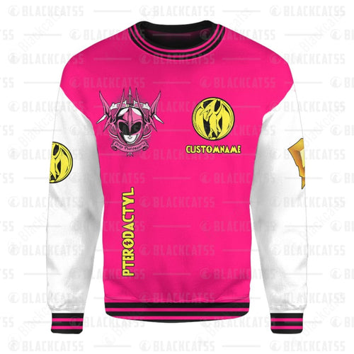 Personalized Pterodactyls Pink Power Rangers Baseball Jersey