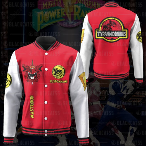 Personalized Tyrannosauruses Red Power Rangers Baseball Jersey