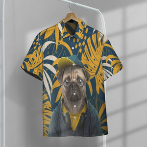 Pug Dog Hawaii Button Shirt