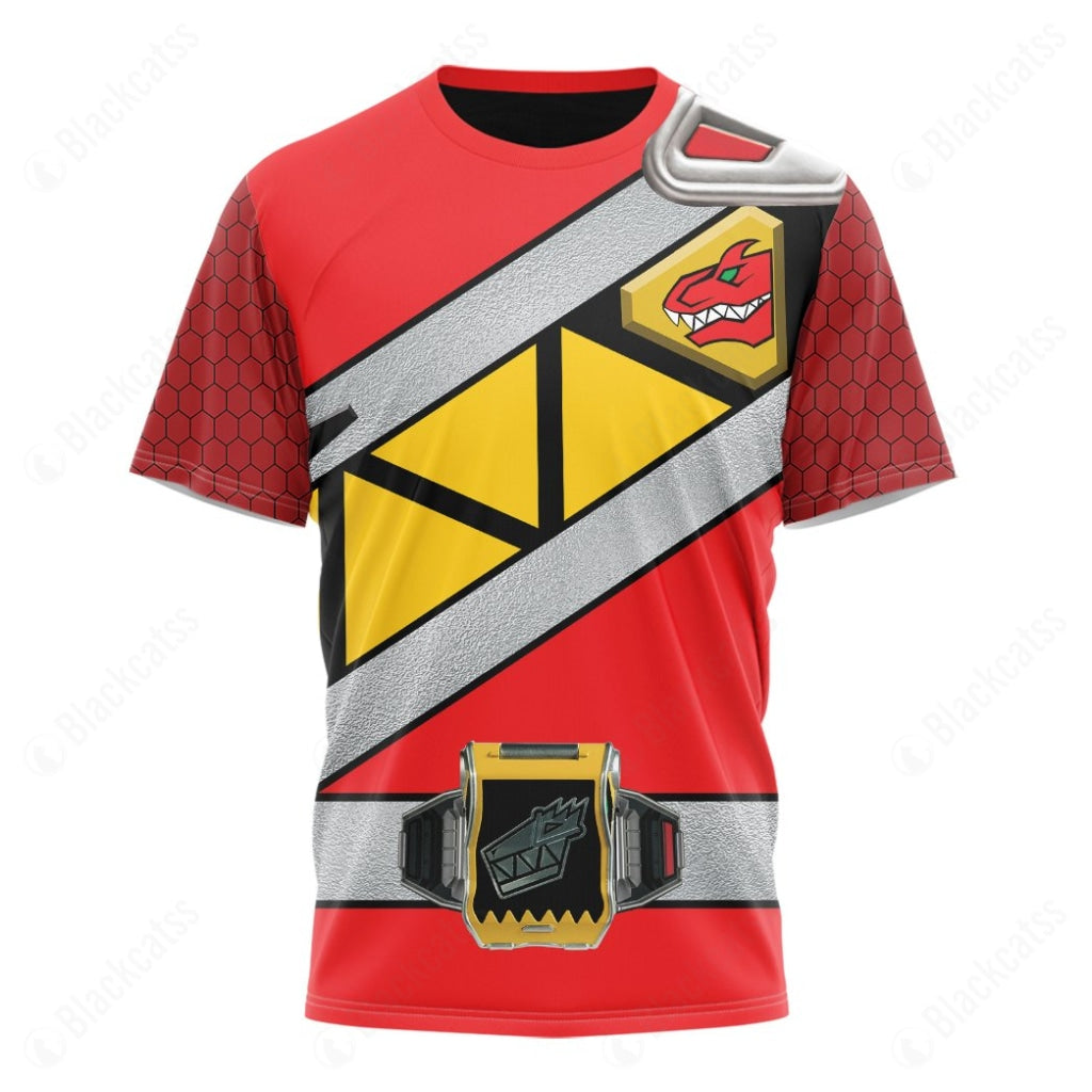 Red Dino Charge Power Rangers Custom T-Shirt