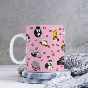 Sad Cat Meme Pink Custom Coffee Mug