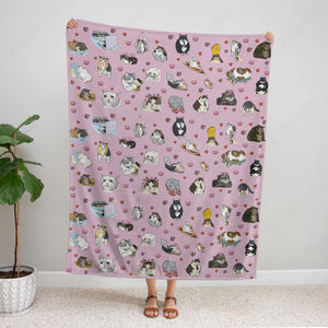 Sad Cat Meme Pink Custom Soft Blanket