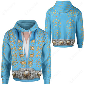 Singer Elvis Presley Blue Pinwheel Jumpsuit Custom Hoodie