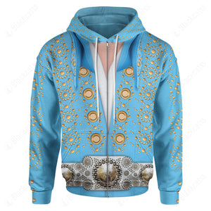 Singer Elvis Presley Blue Pinwheel Jumpsuit Custom Hoodie