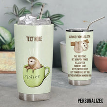 Load image into Gallery viewer, Sloth Personalized Tumbler Sloffee
