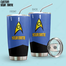 Load image into Gallery viewer, Star Trek Blue Uniform Patch Personalized Tumbler
