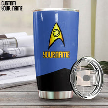 Load image into Gallery viewer, Star Trek Blue Uniform Patch Personalized Tumbler
