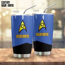 Load image into Gallery viewer, Star Trek Blue Uniform Patch Personalized Tumbler
