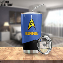 Load image into Gallery viewer, Star Trek Blue Uniform Patch Personalized Tumbler
