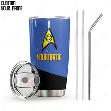 Load image into Gallery viewer, Star Trek Blue Uniform Patch Personalized Tumbler
