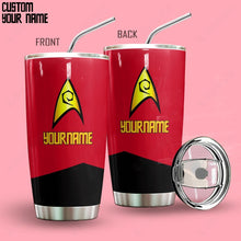 Load image into Gallery viewer, Star Trek Red Uniform Patch Personalized Tumbler
