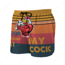 Load image into Gallery viewer, Stop Staring At My Cock Custom Beach Shorts
