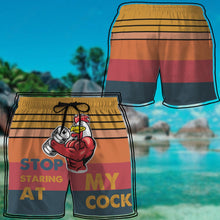 Load image into Gallery viewer, Stop Staring At My Cock Custom Beach Shorts
