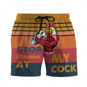 Stop Staring At My Cock Custom Beach Shorts