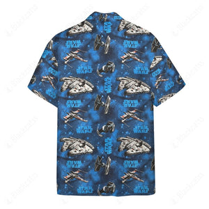 SW Blue Vehicle Classic Pattern Hawaii Button Shirt