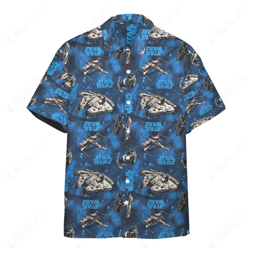 SW Blue Vehicle Classic Pattern Hawaii Button Shirt