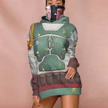 Load image into Gallery viewer, SW Boba Fett Carnival Suit Cosplay Custom Snood Hoodie
