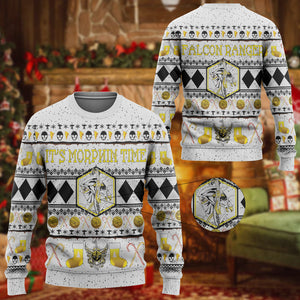 Mighty Morphin Ninjetti White Ranger Custom Imitation Knitted Sweatshirt