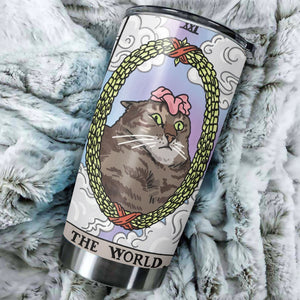 The World Tarot Flower Cat Custom Tumbler