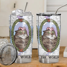 Load image into Gallery viewer, The World Tarot Flower Cat Custom Tumbler
