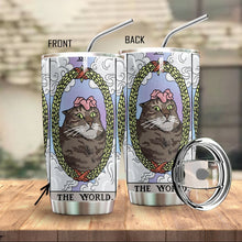 Load image into Gallery viewer, The World Tarot Flower Cat Custom Tumbler
