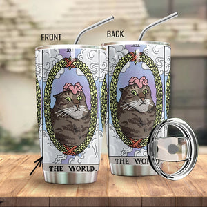 The World Tarot Flower Cat Custom Tumbler