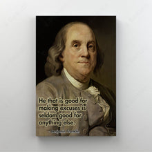 Load image into Gallery viewer, US Historical Benjamin Franklin Motivational Quote Print Canvas With Frame
