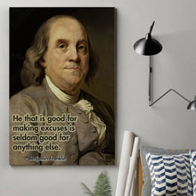 Load image into Gallery viewer, US Historical Benjamin Franklin Motivational Quote Print Canvas With Frame
