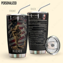 Load image into Gallery viewer, Veteran Nutrition Facts Personalized Tumbler
