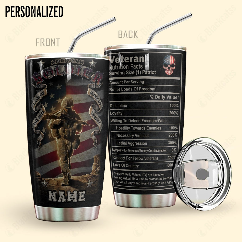 Veteran Nutrition Facts Personalized Tumbler