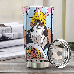 Wheel of Fortune Tarot Cat Custom Tumbler