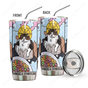 Wheel of Fortune Tarot Cat Custom Tumbler