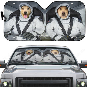 Yellow Labrador Retriever SpaceX Custom Car Auto Sunshade